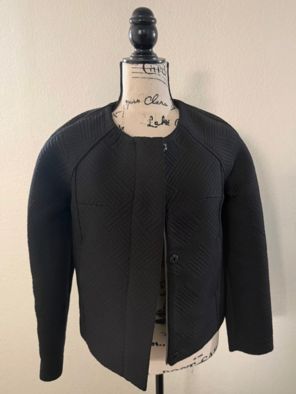 Express Black Quilted Collarless Blazer Jacket